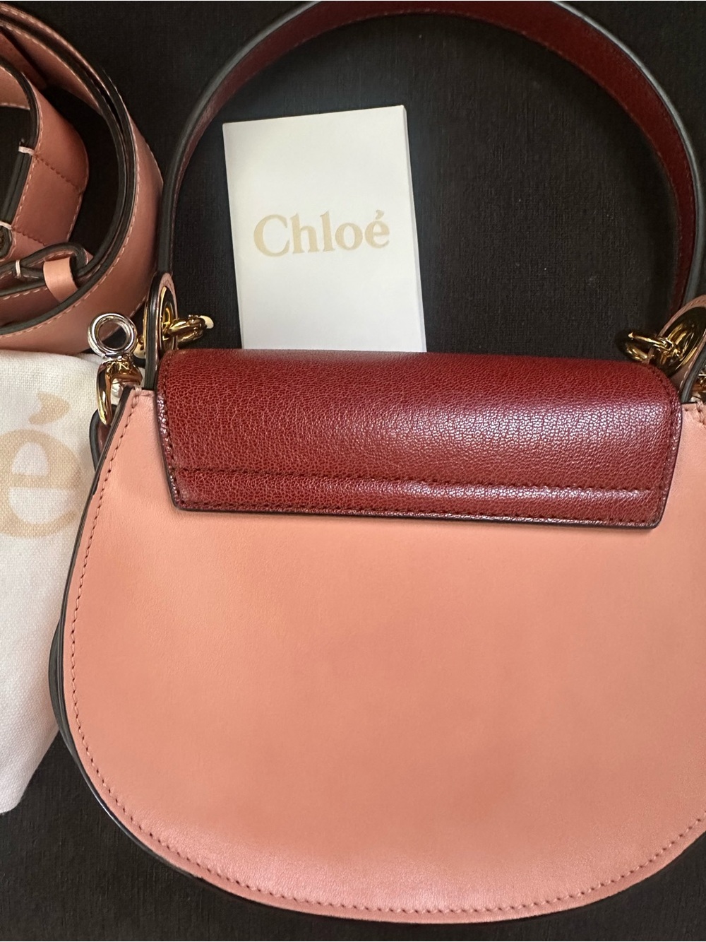 Chloé Two-Tone Pink and Burgundy Tess Shoulder Bag - Picture 3 of 4